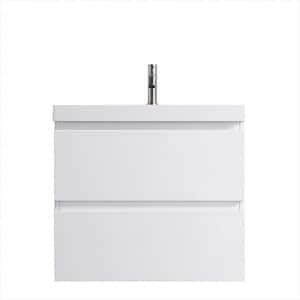 23.74 in. W x 19.7 in. D x 21.65 in. H Single Sink Floating Bath Vanity in White with White Ceramic Top