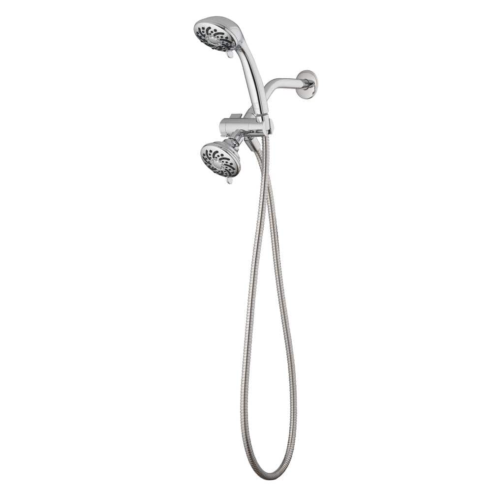 3-Spray 3.5 in. Dual Wall Mount Shower Head and Handheld Shower Head with 1