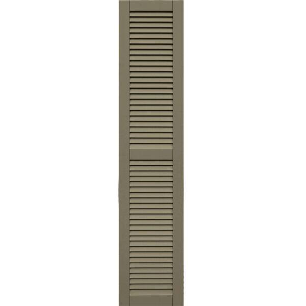 Winworks Wood Composite 15 in. x 71 in. Louvered Shutters Pair #660 Weathered Shingle