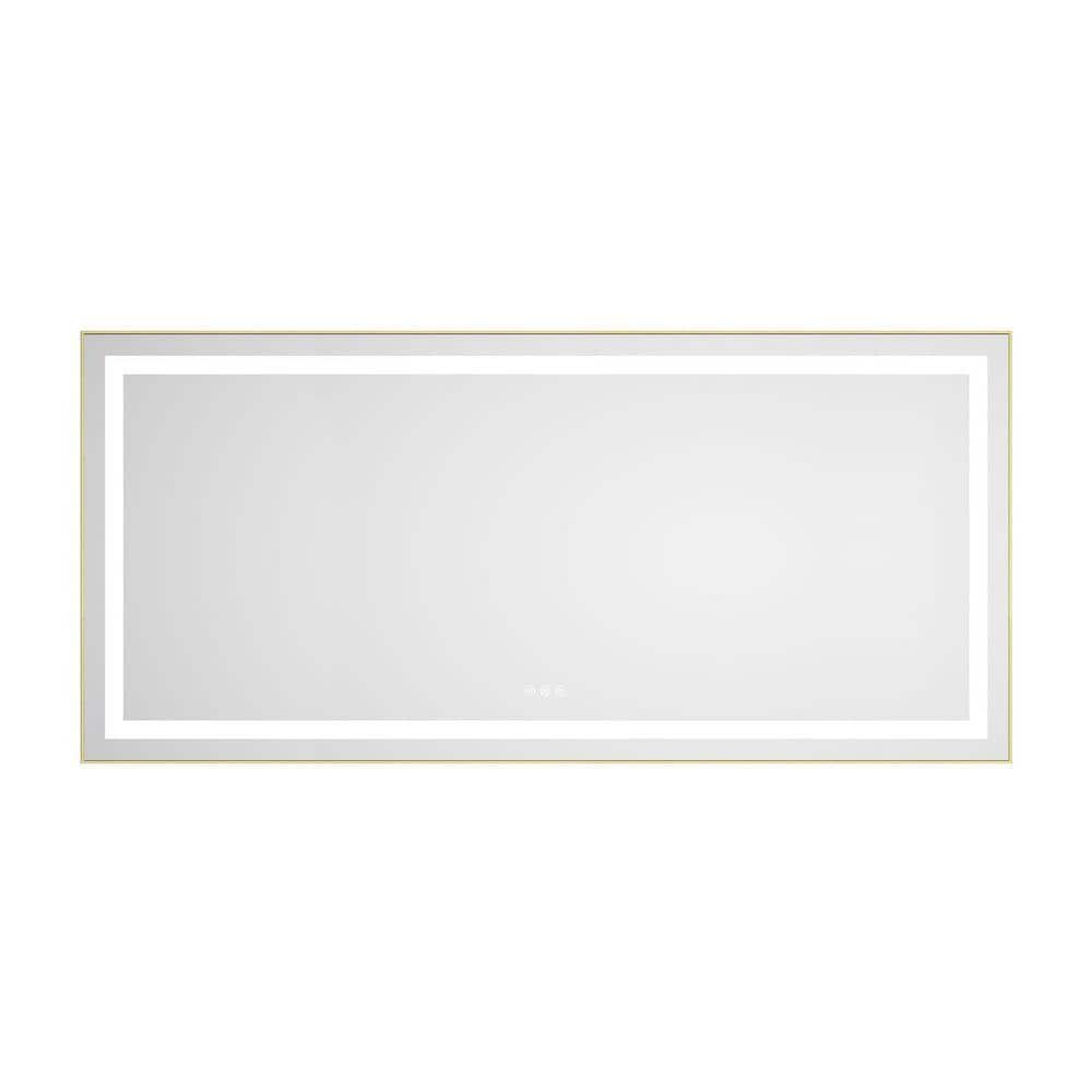 60 in. W x 28 in. H Rectangular Framed LED Wall Mount Bathroom Vanity Mirror Anti-Fog Memory Dimmable in Brushed Gold price history on PriceWatchPro