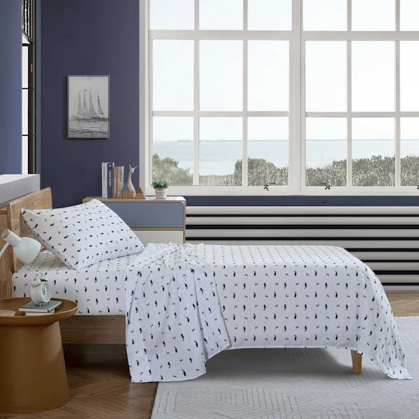 Nautica Caspian Whales 3-Piece Navy Seas Microfiber Twin Sheet Set