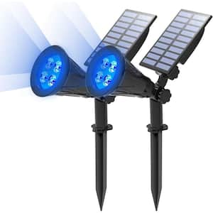 Blue Solar Spot Lights Outdoor for Tree, Patio, Yard, Driveway, Pool Area(Blue-2 Pack)