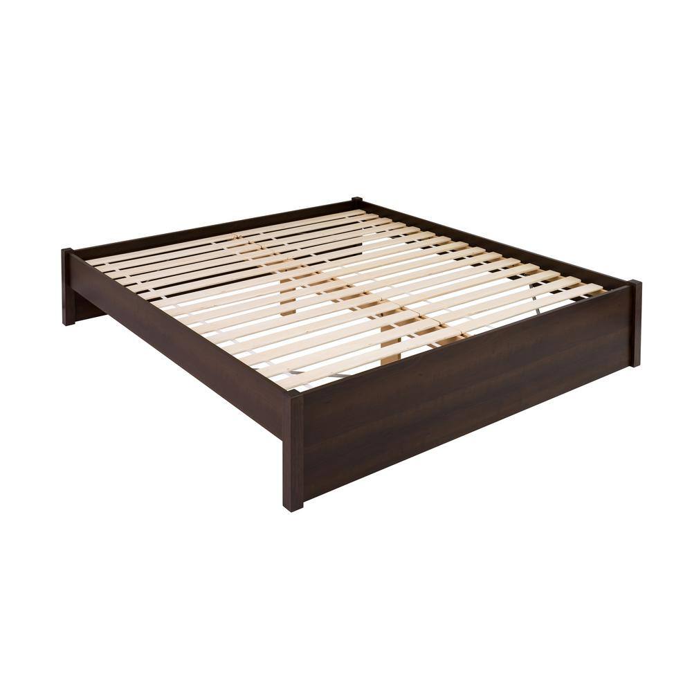 Espresso King Wood Frame Platform Bed with Storage Drawers