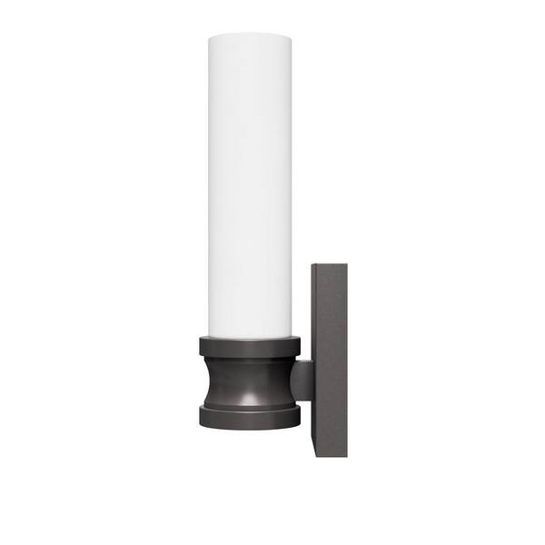Hunter - Lenlock 1-Light Noble Bronze Wall Sconce with Cased White Glass Shade