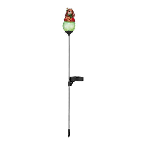 34 in. LED Dog Holiday Solar Pathway Markers Assorted