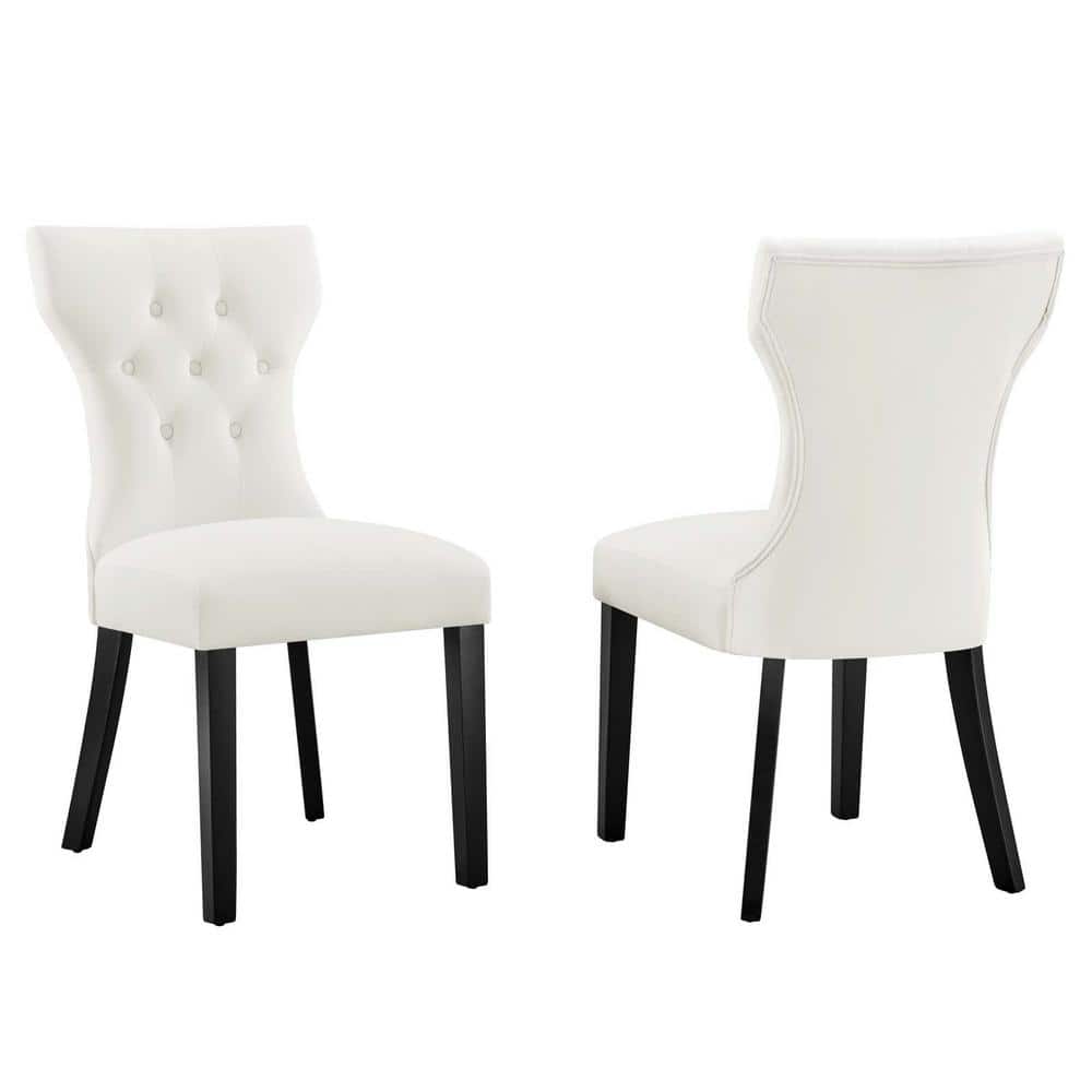 Elegant Hourglass White Faux Leather Parsons Side Chair