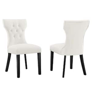 White Silhouette Performance Velvet Dining Arm Chair (Set of 2)