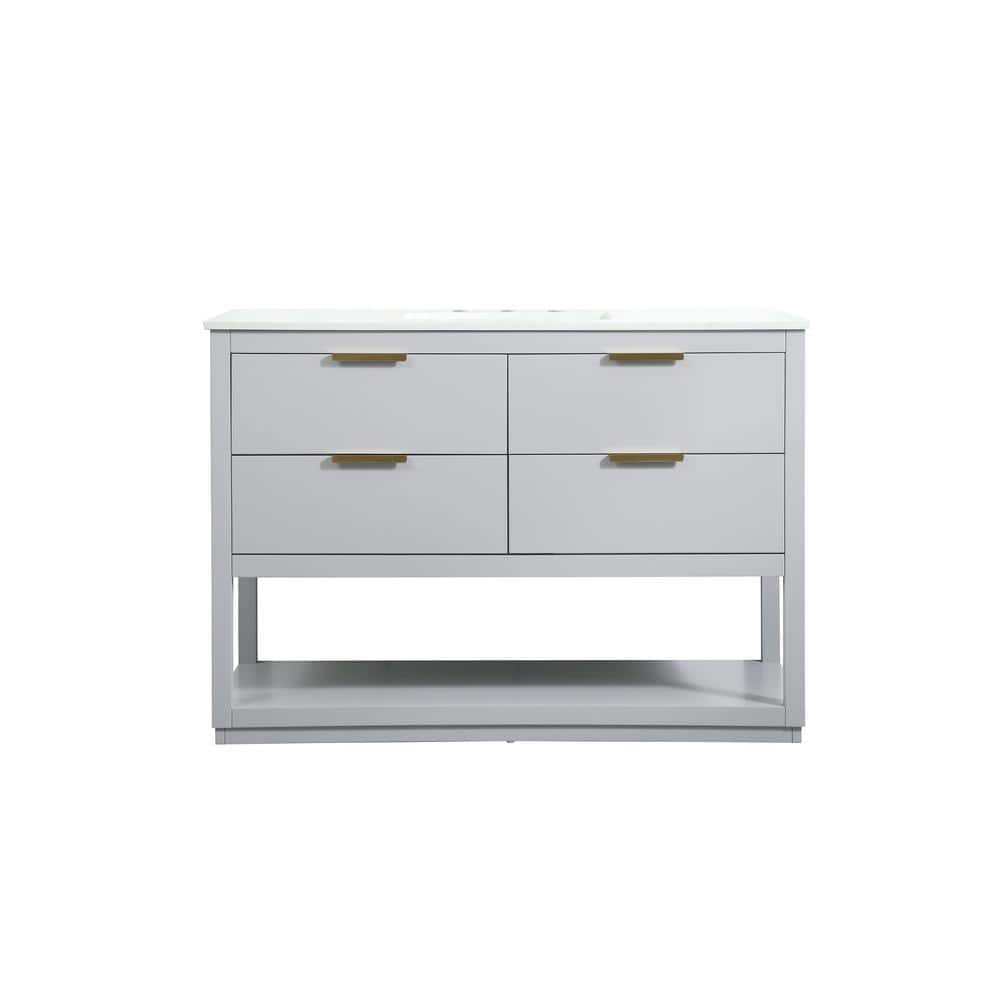 Timeless Home 48 in. W Single Bath Vanity in Grey with Engineered Stone Van