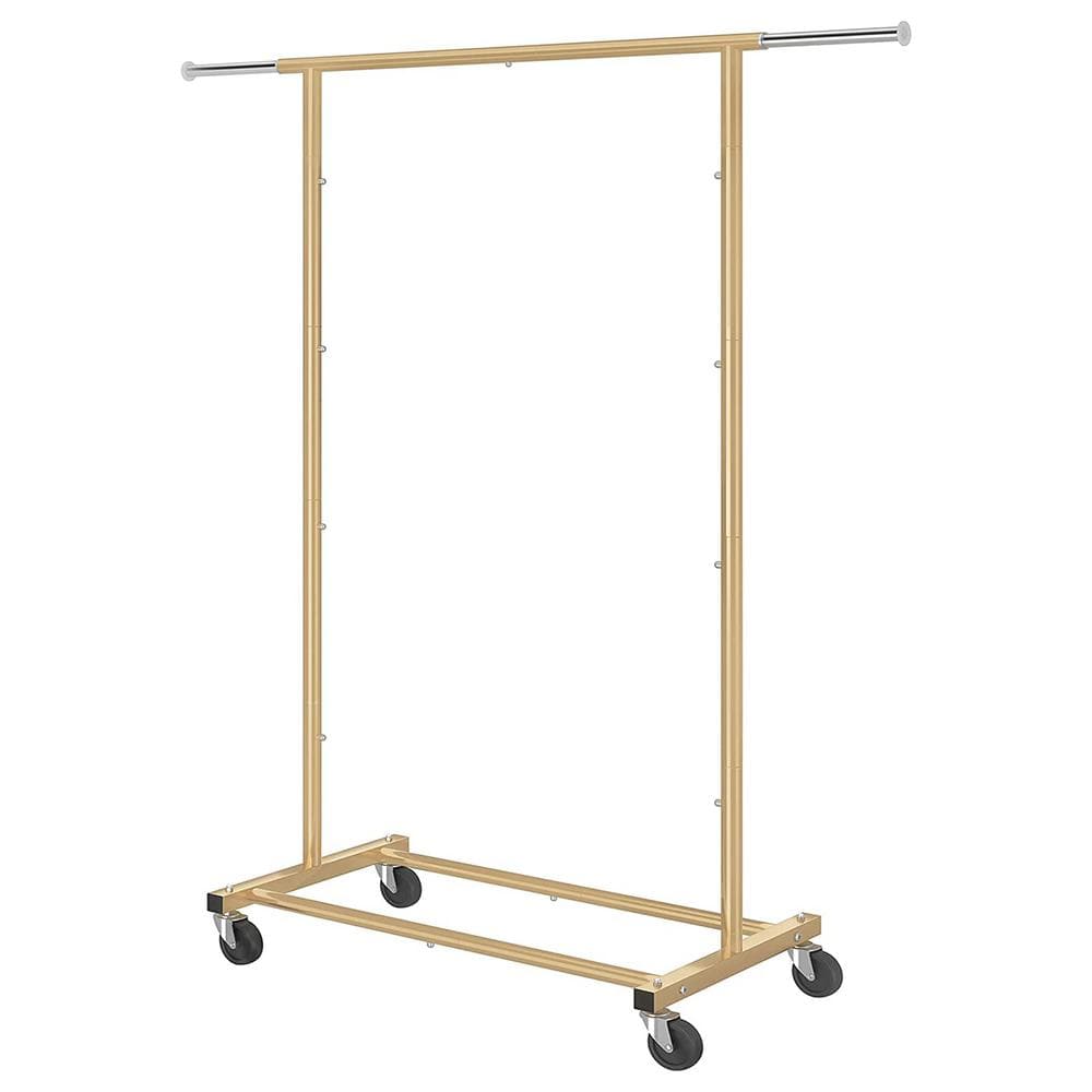 Gold Metal Garment Clothes Rack with Extendable Rod 30.5 in. W x 58.7 in. H