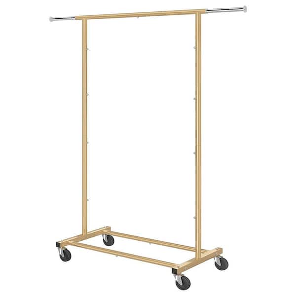 Unbranded Gold Metal Garment Clothes Rack with Extendable Rod 30.5 in. W x 58.7 in. H