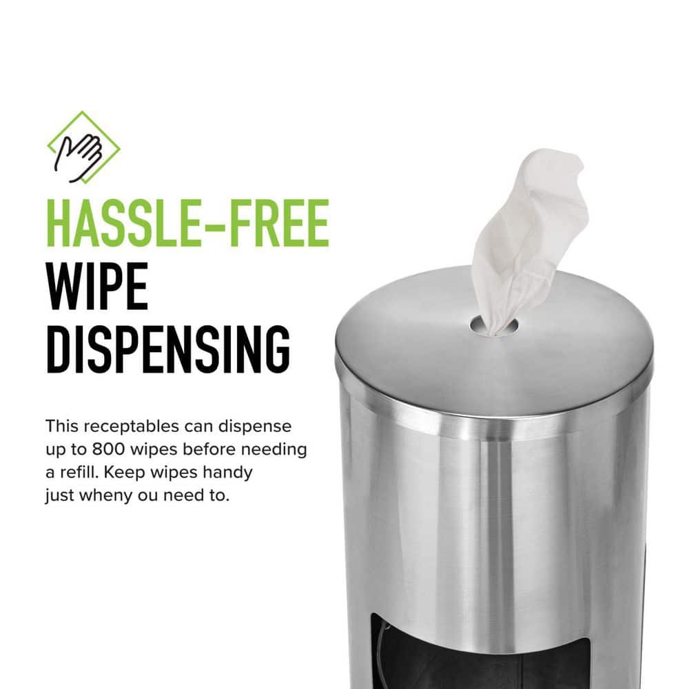 Stainless Steel Floor-Standing Wet Wipe Dispenser with Trash Can
