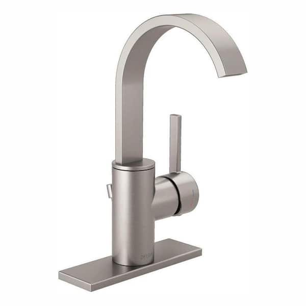 Delta Mandolin Single Hole Single-Handle Bathroom Faucet in SpotShield Brushed Nickel