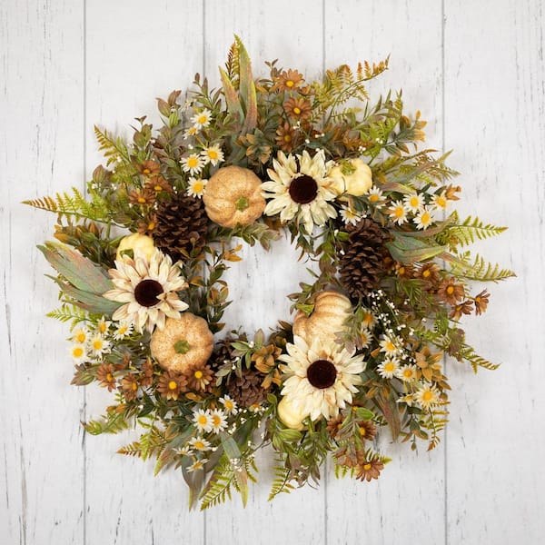 Northlight 28 in. Unlit Sunflowers and Pumpkins Artificial Fall