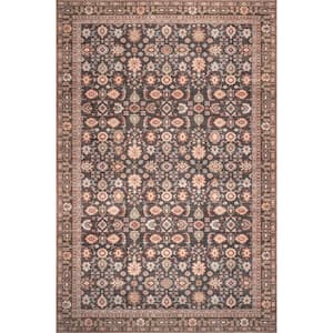 Cathie Persian Floral Machine Washable Beige Doormat 3 ft. x 5 ft. Accent Rug