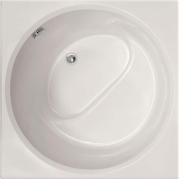 Fuji 40 in. x 40 in. Rectangular Drop-in Air Bath Bathtub with Reversible Drain in White