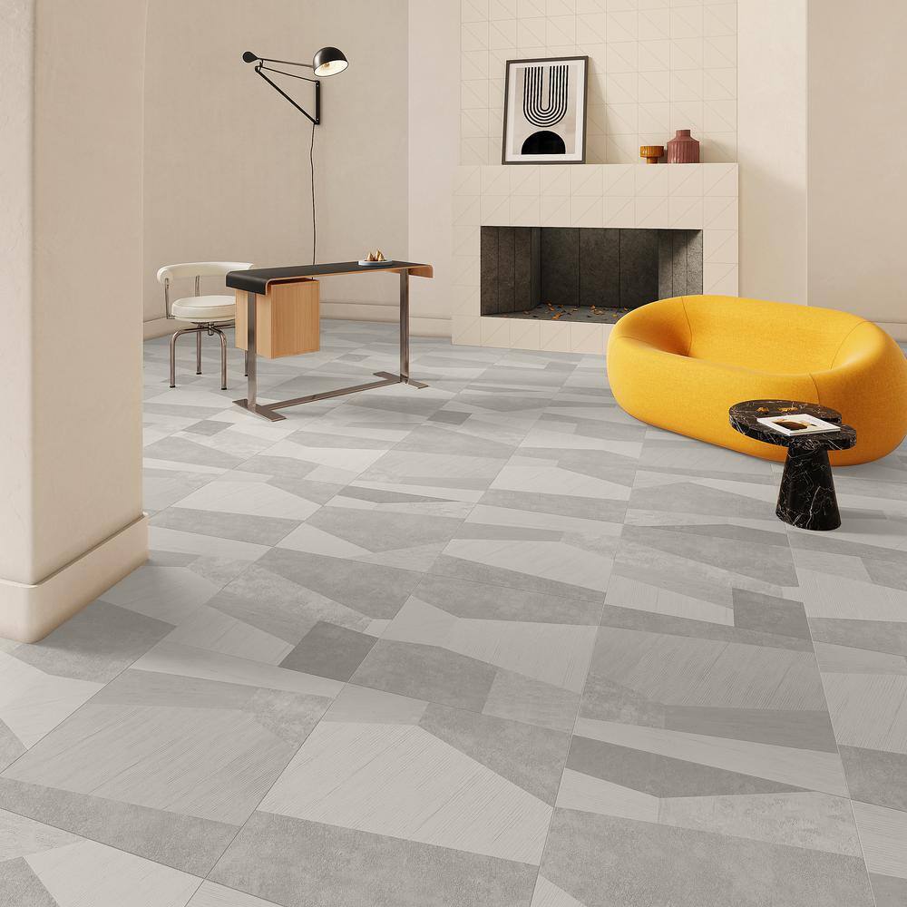 Large Gray Matte Porcelain Floor and Wall Tile