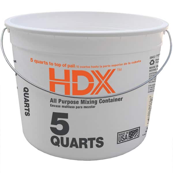 HDX 5 Quart Mix and Measure Bucket with Metal Handle in White