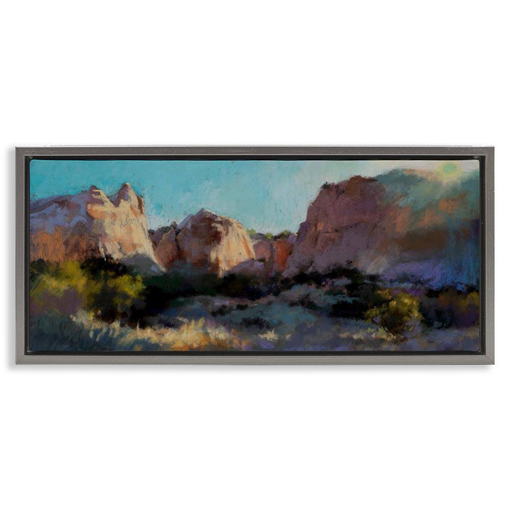Desert Cliffs Valley by Christine Debrosky Gray Floater Frame Nature Graphic Art Print 11 in. x 25 in. price history on PriceWatchPro