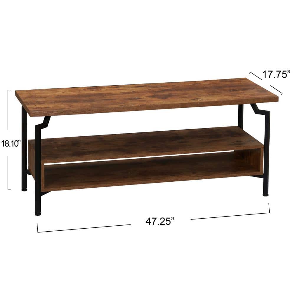 Rustic Hickory Architectural Multi-Tier Wood TV Stand