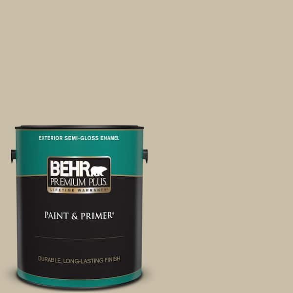 BEHR PREMIUM PLUS 1 gal. #PWL-91 Pale Bamboo Semi-Gloss Enamel Exterior Paint & Primer