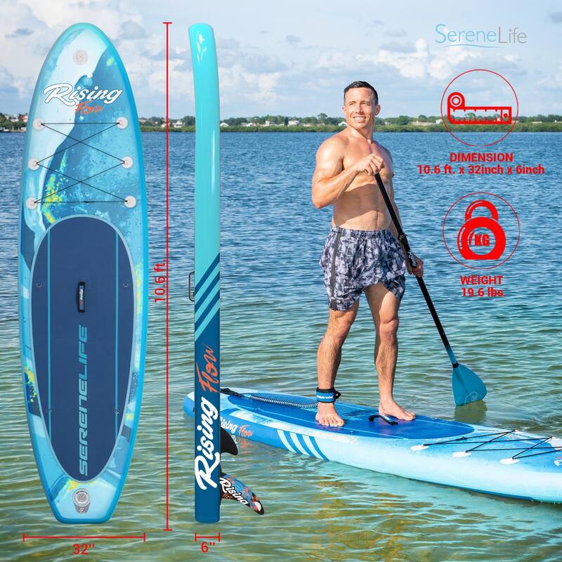 10.5 ft. Blue Rising Flow Paddleboard SUP Stand Up Water Paddle Board with Waterproof Mobile Phone Case