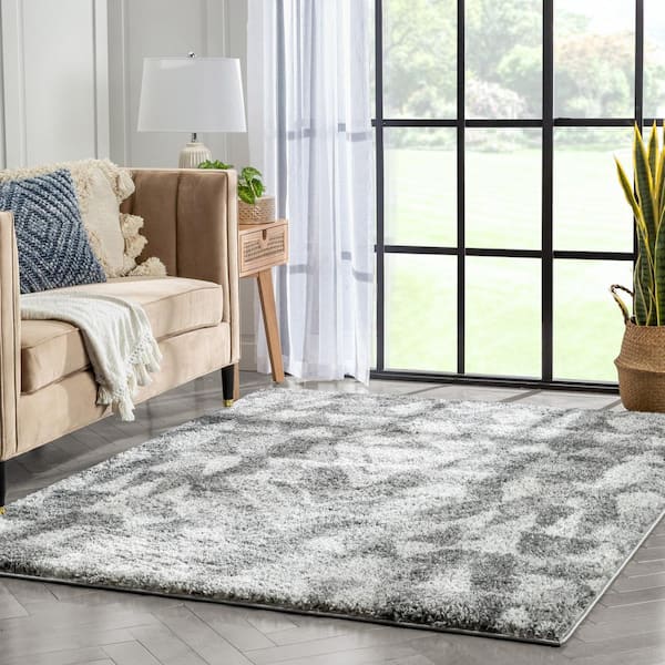 Leick Home Zielle Area Rug in Watercolor Gray with Rug Pad 5-Ft-3-In x 7-ft-7-in