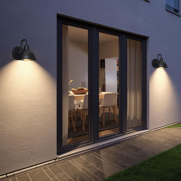 6.4 in. 1-Light Black Outdoor Farmhouse Wall Sconce, Small Gooseneck Barn Light Fixture for Porch (Bulb Not Included)