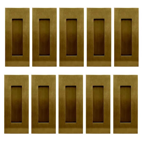 INOX FHIX 4-11/16 in. L Satin Brass PVD Stainless Steel Rectangular Flush Cup Pull (10-Pack)