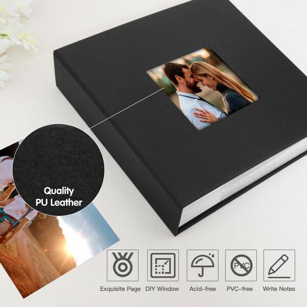 Afoxsos Leather Photo Album w/ Front Window, 240 Pockets, Writing