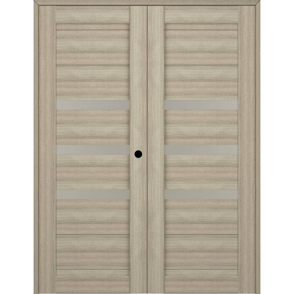 Dora 36 in. x 80 in. Left Hand Active 3-Lite Frosted Glass Shambor Wood Composite Double Prehung French Door -  Belldinni, 266699