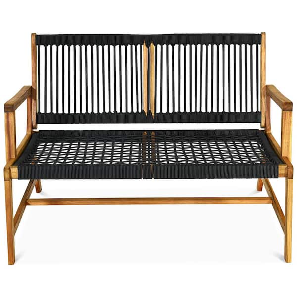 Black Wood Outdoor Bench Op70390bk, Kanes Outdoor Furniture