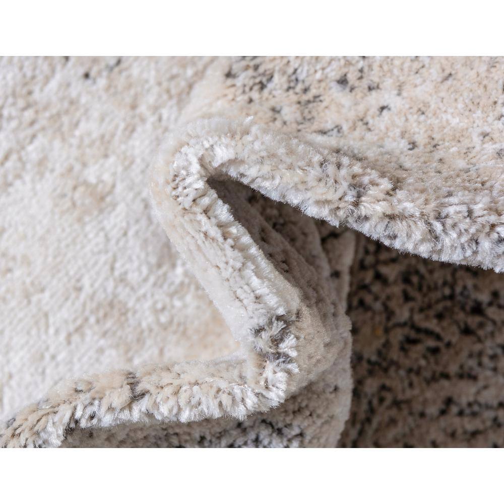 Serene Ivory Abstract 6' Indoor Runner Rug with Stain-Resistant Finish