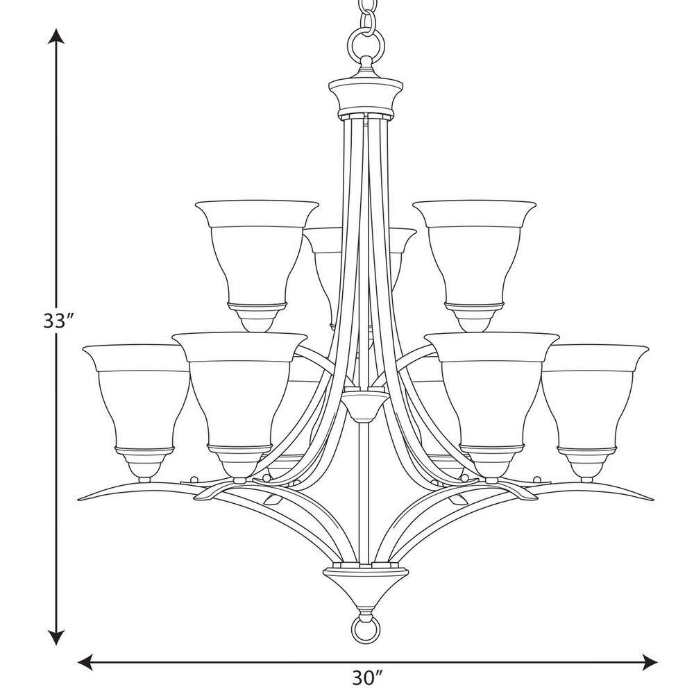 Antique Bronze 33" Two-Tier Chandelier with Etched Glass Shades