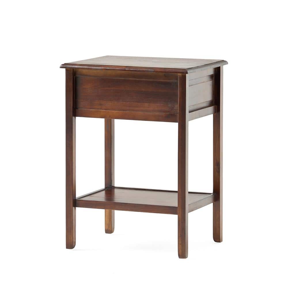 Brown Mahogany Rectangular Wood End Table with Storage