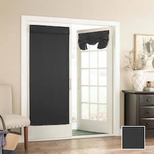 Tricia Black Solid Polyester 26 in. W x 68 in. L Room Darkening Single Rod Pocket Curtain Panel
