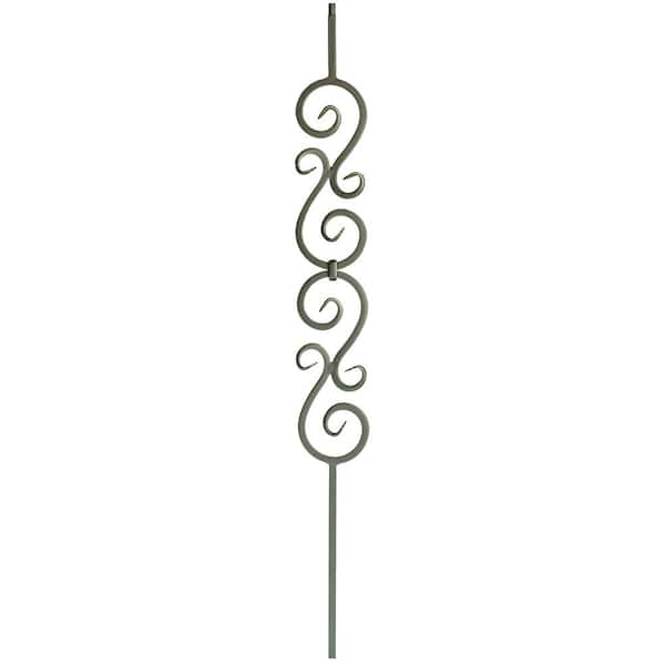 WM Coffman 44 in. x 1/2 in. Flat Black Plain Double Scroll Hollow Iron Baluster