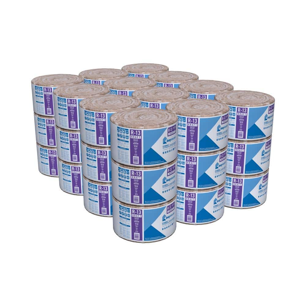 Knauf Insulation R-13 EcoRoll Kraft Faced Fiberglass Insulation Roll 15 in. x 32 ft. x 3-1/2 in. (36-Rolls)