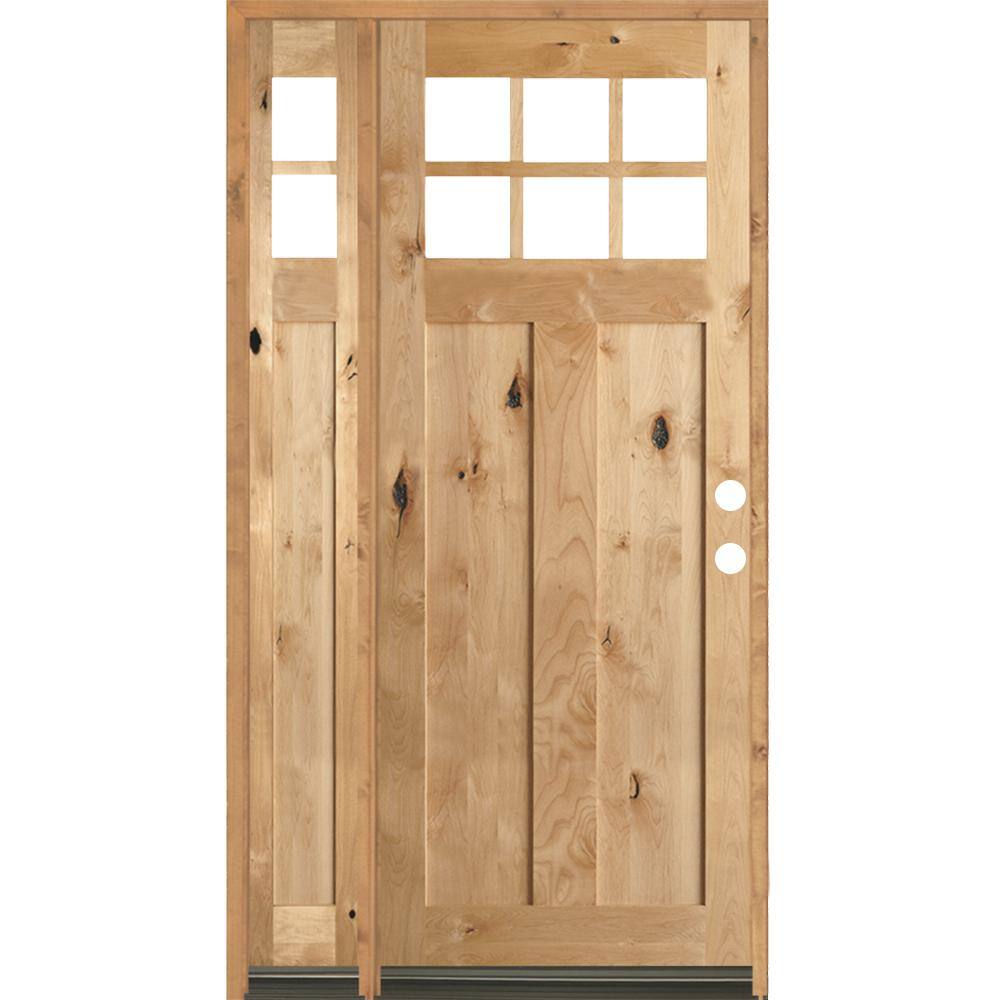 Krosswood Doors 56 in. x 96 in. Craftsman Alder 2 Panel 6 Lite Clear ...