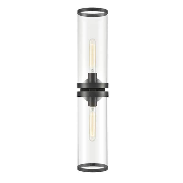 ALORA Revolve Ii 28 in. 2 Light 60-Watt Clear Glass/Urban Bronze Vanity Light