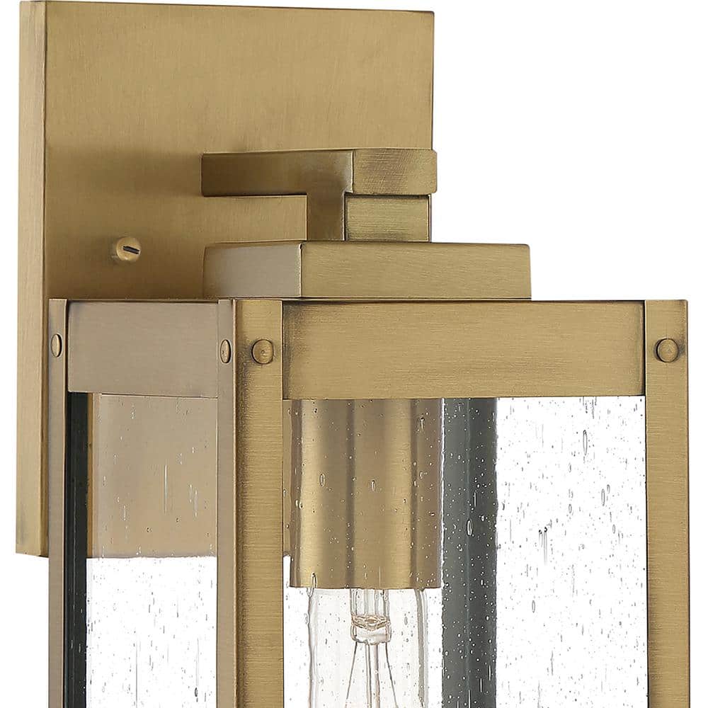 Antique Brass 14.25" Outdoor Wall Lantern with Clear Glass