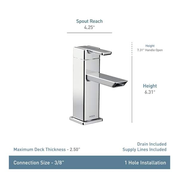 MOEN 90° Single Hole Single-Handle Low-Arc Bathroom Faucet in