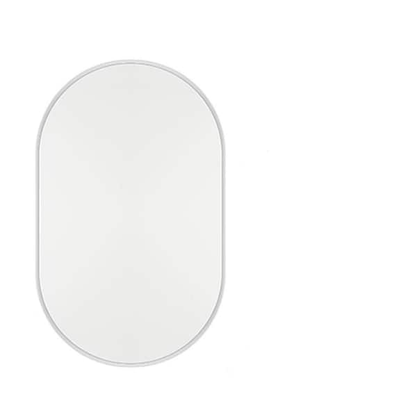 Hausvita 20.5 in. W x 33.5 in. H White Oval Metal Medicine Cabinet with Mirror