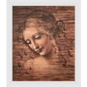 Female Head (La Scapigliata) by Leonardo Da Vinci Galerie White Framed People Oil Painting Art Print 24 in. x 28 in.