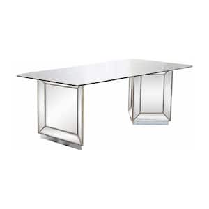 Harry 72 in. Glass Silver Rectangular Dining Table