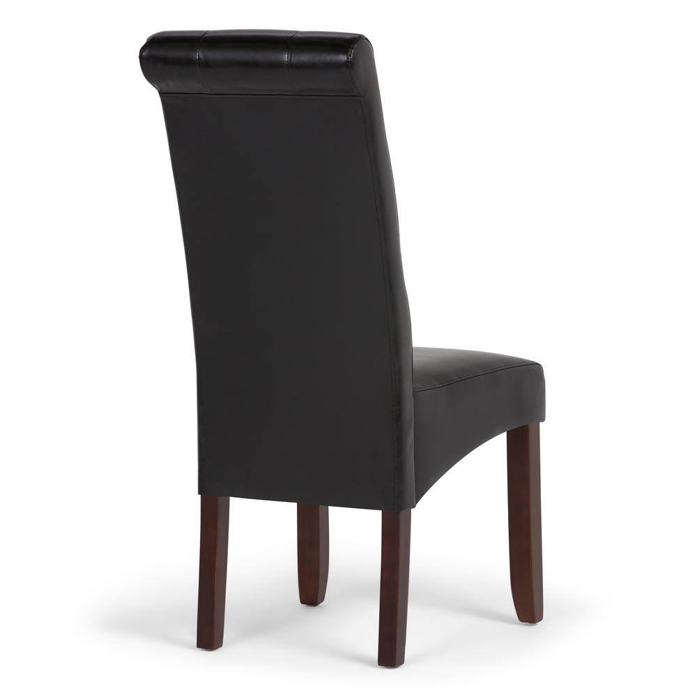 Midnight Black Faux Leather Upholstered Parsons Dining Side Chair