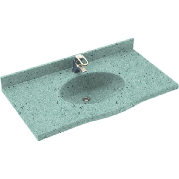 Swanstone Ellipse 61 in. Solid Surface Vanity Top with Basin in Tahiti Evergreen-DISCONTINUED
