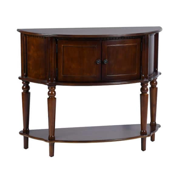 Homy Casa Twyla 38 in. Brown Standard Half-Moon Wood Console Table