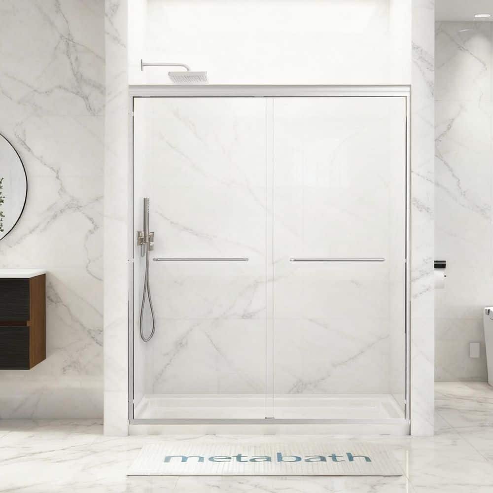 56 to 60 in. W x 72 in. H Semi Frameless Double Sliding Shower Door in Chrome with 5/16 in. Tempered Clear Glass price history on PriceWatchPro