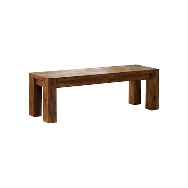 Benjara Frontier Brown Transitional Style Bench