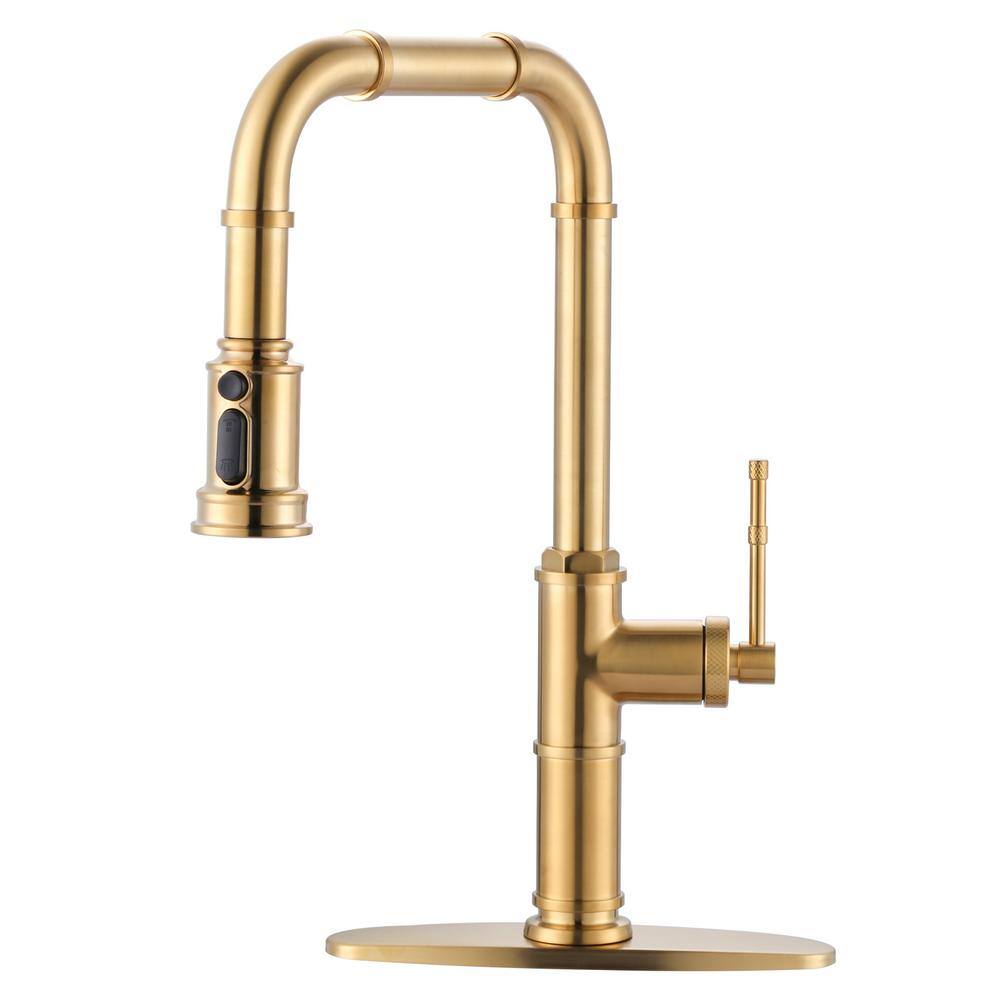 Single Handle Pull Down Sprayer Kitchen Faucet with 3-Water Modes in Gold price history on PriceWatchPro